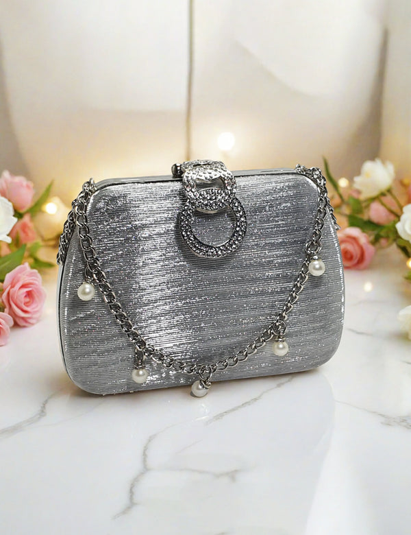 Silver Fancy Clutch