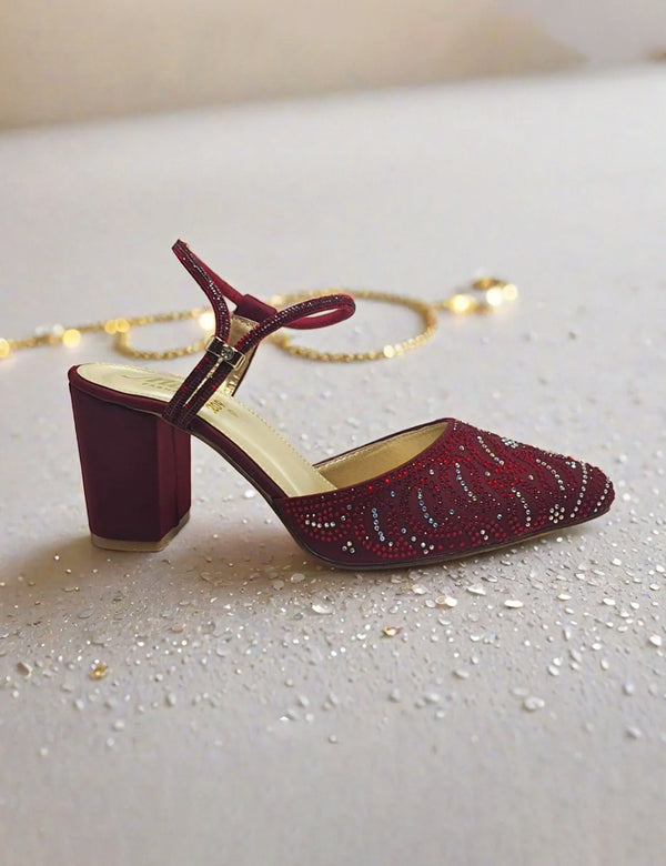 Maroon Heel Sandal for women