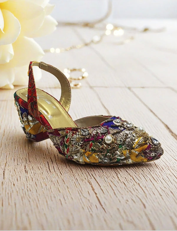 Red Gota work Heel Sandal for women