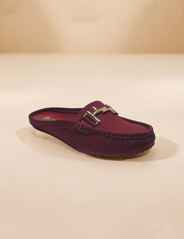 Maroon Back Open Pumps