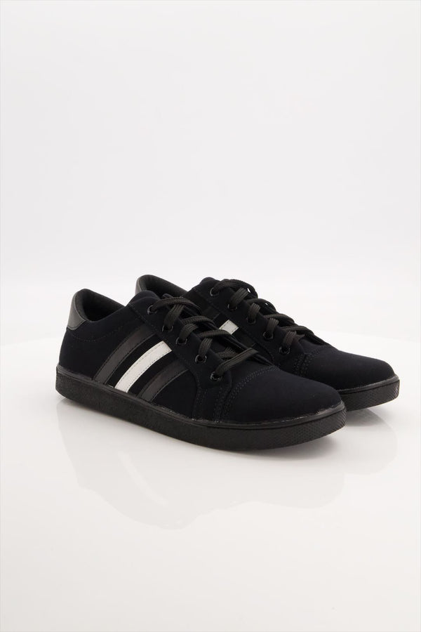 Men Black White Stripe Sneakers