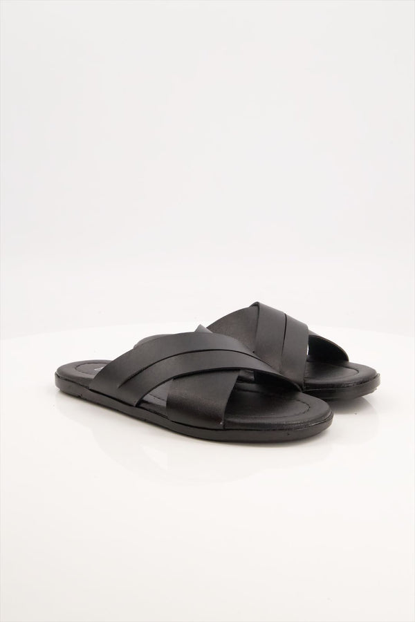 Men Cross Over Slippers black