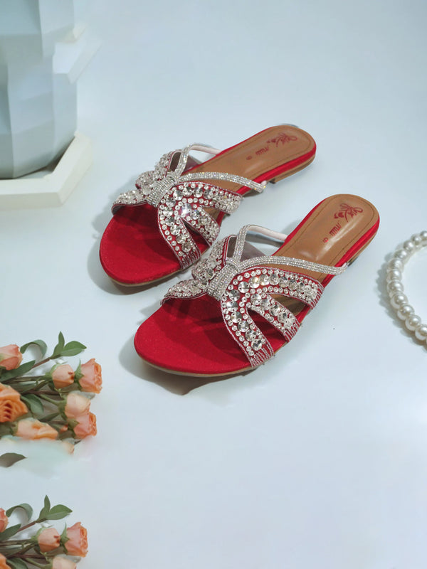 Red | Fancy Slippers for Women