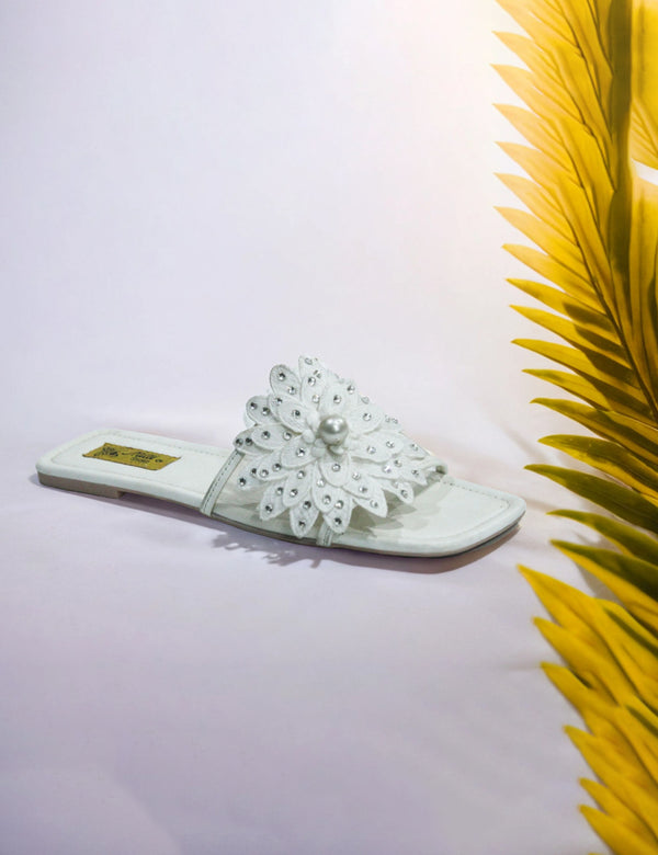 White Fancy Women Slippers