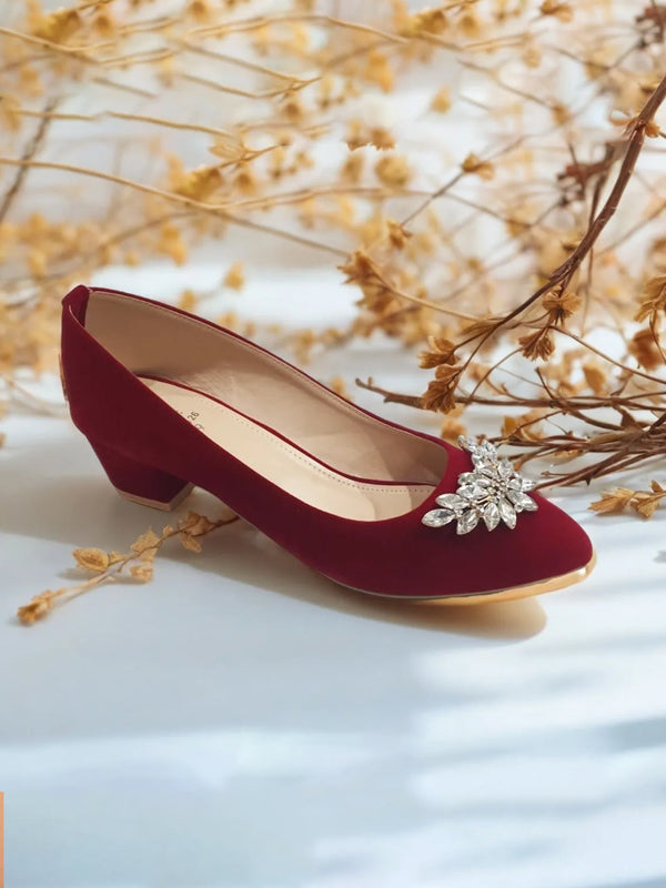 Red Block Heel Pumps for women