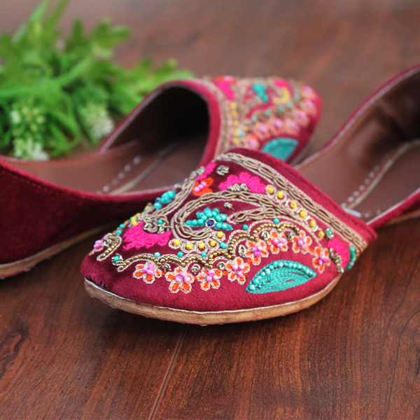 Maroon Fancy Khussa For Women