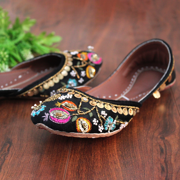 Black Fancy Khussa For Women