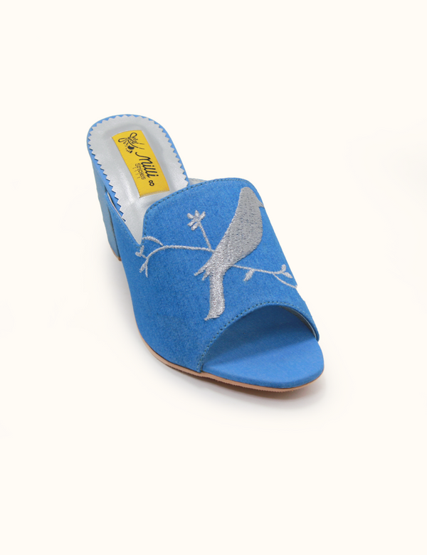 Blue | Heel Fancy Slippers  for Women