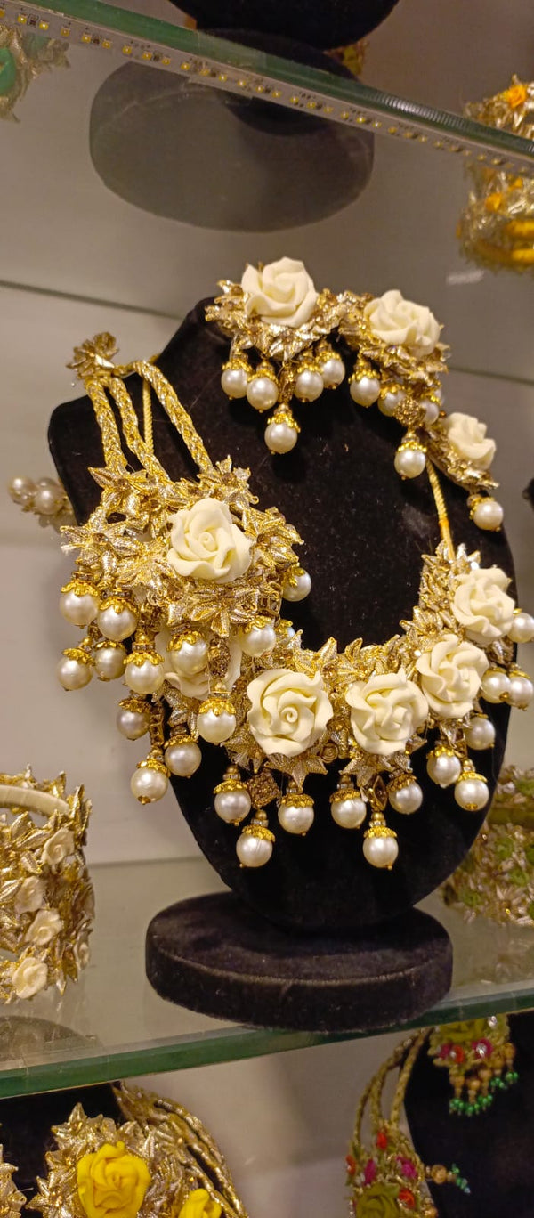 White Crystal Gota Jewellery Set