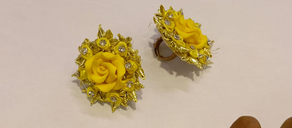 Lime Yellow Gota Ring For Mehndi