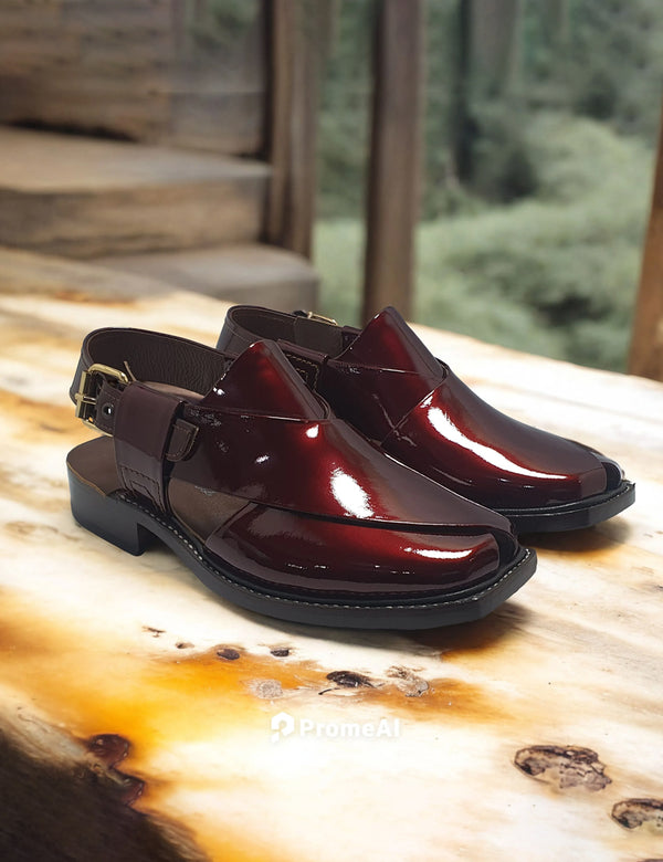 Patent Maroon  Moccasin for Men