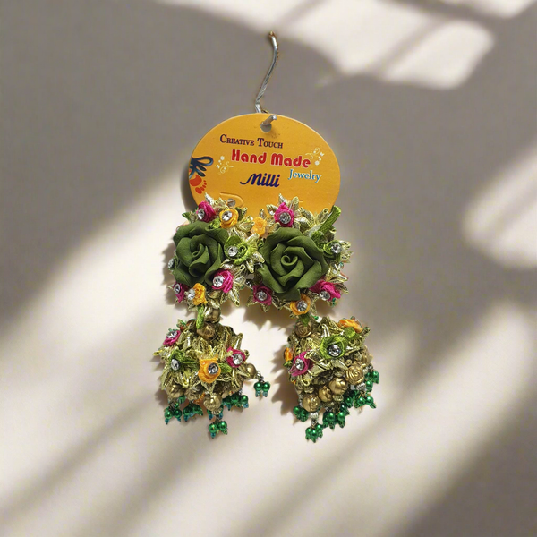 Gota Jhumka Embellished Flowers