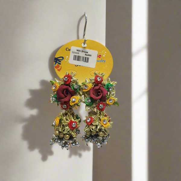 Gota Eairrings Embellished Flowers