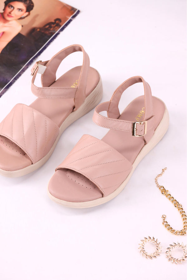 Women Sheep Leather  Pink Sandal