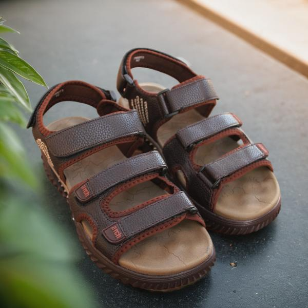 Brown Triply Strap Sandal for men