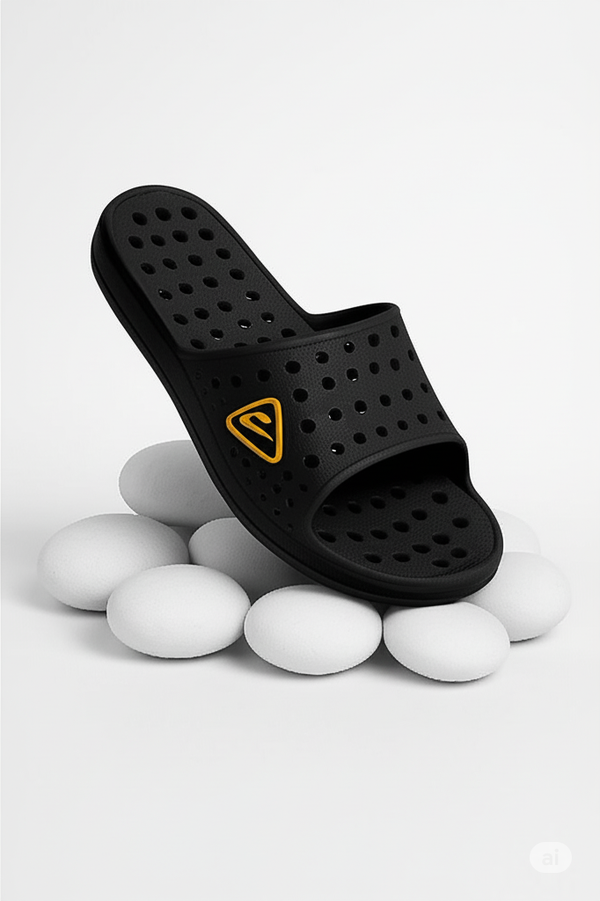Shower Slippers with Drainage Holes for men black