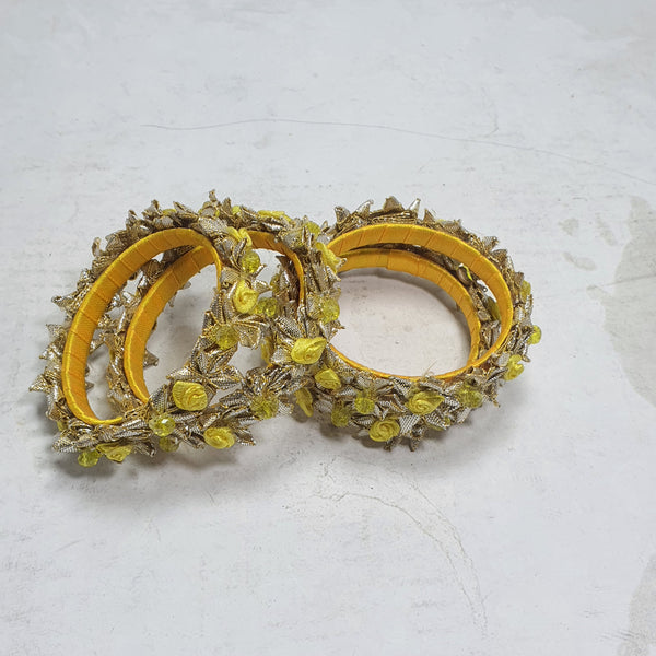 Yellow Bangles with Gota Work