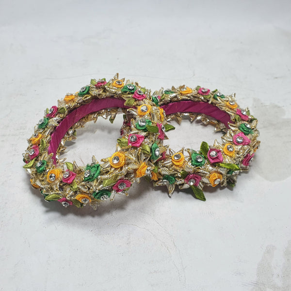 Pink Bangles with Gota Work