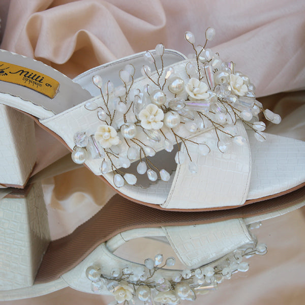 White Blocked Heel