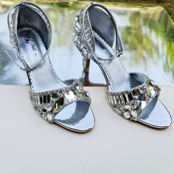 Silver Fancy Heel Sandal