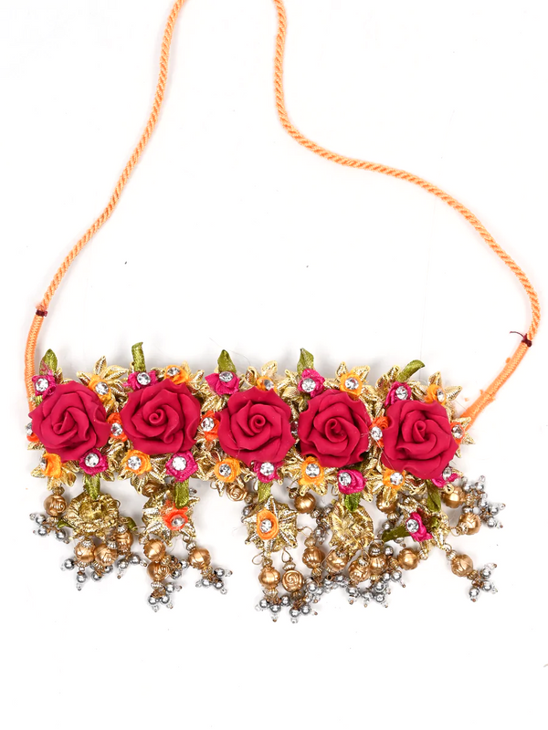 Pink Gota Guluband Necklace For Bride